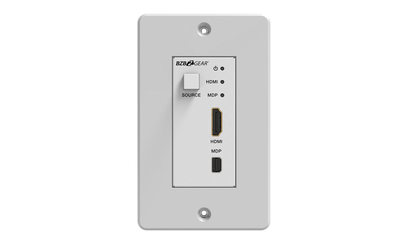 BZB Gear BG-EXHD-50UWP-W 4K UHD 18Gbps HDMI/MDP Wall Plate Transmitter/Receiver Kit