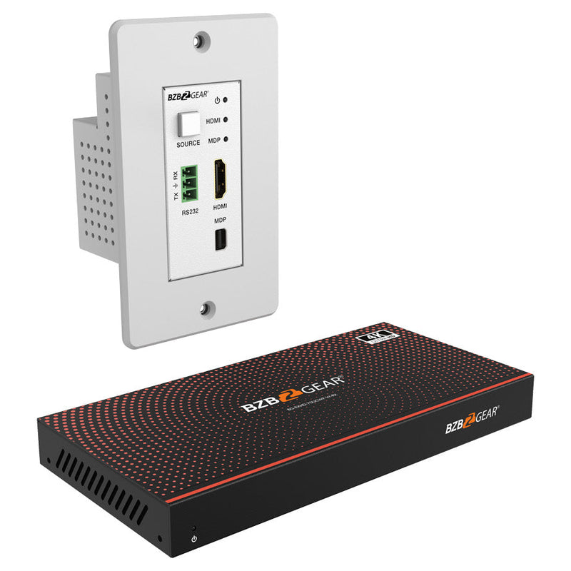 BZB Gear BG-EXHD-70UCWP-W 4K UHD 18Gbps HDBaseT HDMI/MDP/RS-232 Wall Plate Transmitter/Receiver Kit