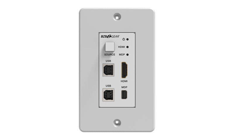 BZB Gear BG-EXHD-70UWP-W 4K UHD 18Gbps HDBaseT HDMI/MDP/KVM Wall Plate Transmitter/Receiver Kit