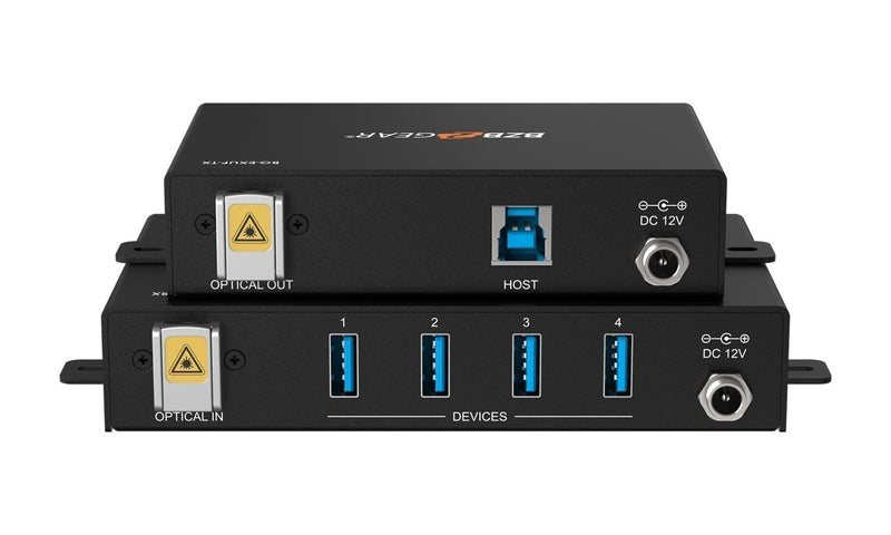 BZB Gear BG-EXUF 4-Port USB 2.0/3.0/3.1 SuperSpeed Extender Over Fiber Optic Cable