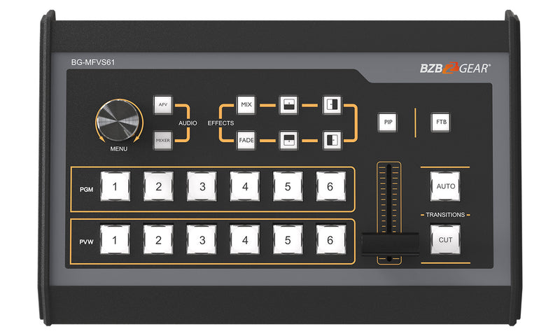 BZB Gear BG-MFVS61-G2 6-Channel 1080P FHD SDI/HDMI Live Streaming Multi-Format Video Switcher Mixer