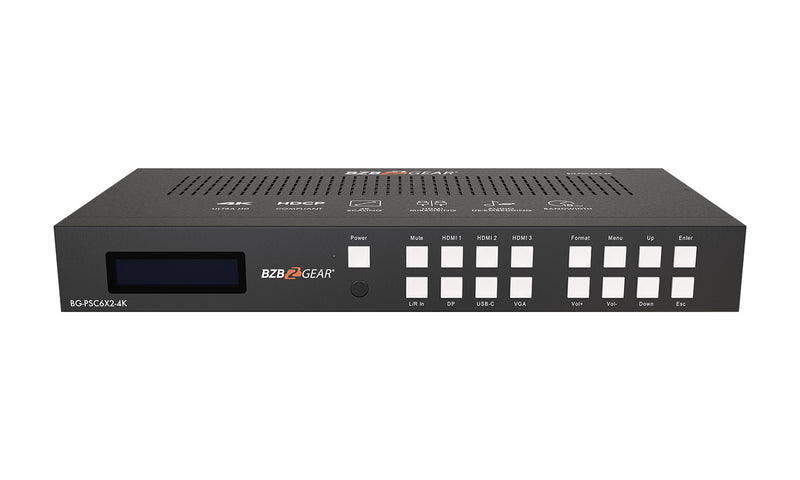 BZB Gear BG-PSC6x2-4K 6x2 4K UHD Conference Room Presentation Switcher Scaler