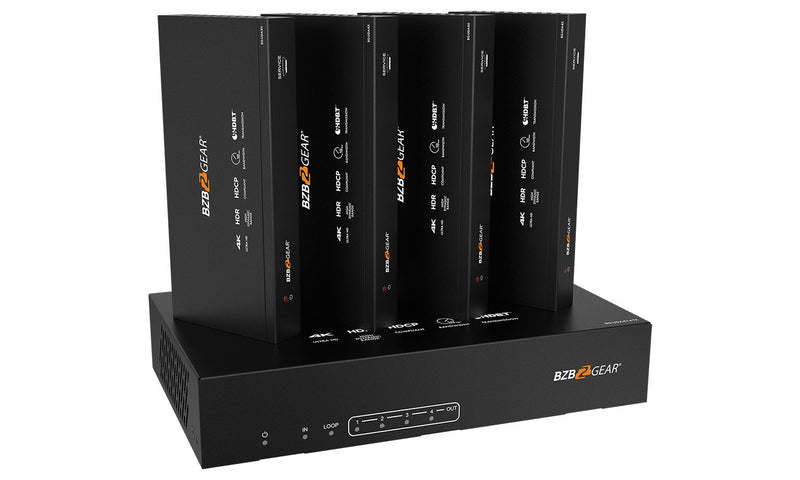 BZB Gear BG-UDA-E14 1x4 4K UHD HDMI HDBaset Splitter/Distribution Amplifier Kit