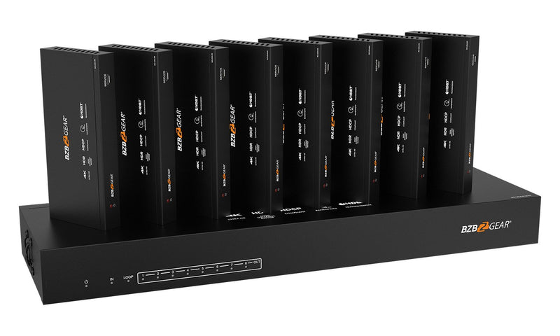 BZB Gear BG-UDA-E18 1x8 4K UHD HDMI HDBaset Splitter/Distribution Amplifier Kit