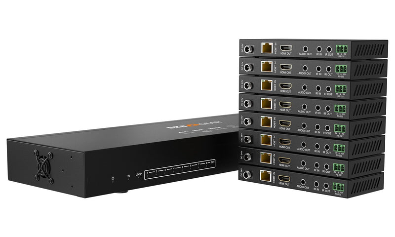 BZB Gear BG-UDA-E18 1x8 4K UHD HDMI HDBaset Splitter/Distribution Amplifier Kit