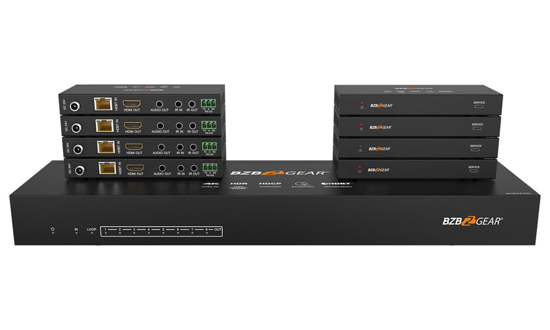 BZB Gear BG-UDA-E18 1x8 4K UHD HDMI HDBaset Splitter/Distribution Amplifier Kit