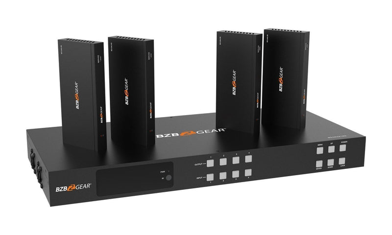 BZB Gear BG-UM44-150L-KIT 4x4 4K UHD 18Gbps HDMI Matrix Switcher Over HDBaseT Kit
