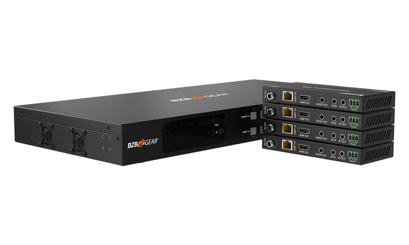 BZB Gear BG-UM44-150L-KIT 4x4 4K UHD 18Gbps HDMI Matrix Switcher Over HDBaseT Kit