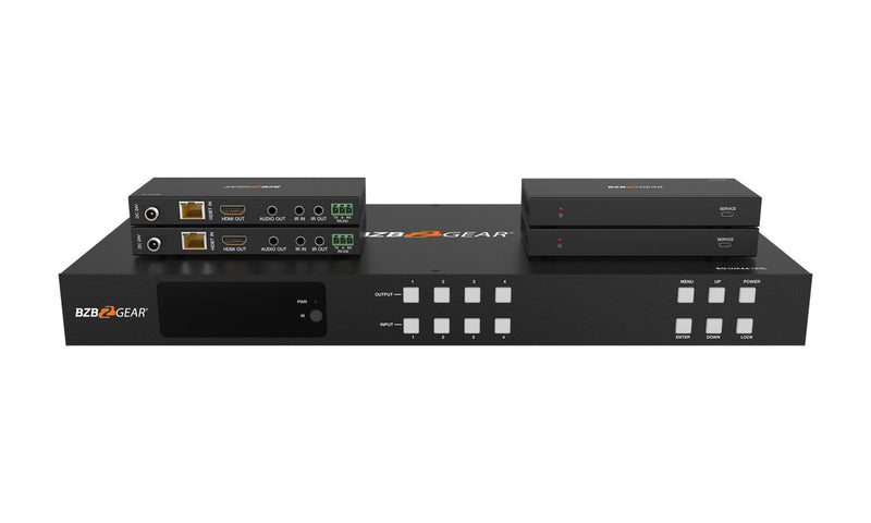 BZB Gear BG-UM44-150L-KIT 4x4 4K UHD 18Gbps HDMI Matrix Switcher Over HDBaseT Kit