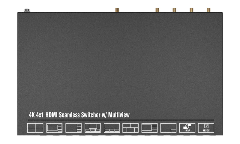 BZB Gear BG-UMV-HA41 4x1 4K UHD HDMI Seamless Switcher/Scaler/MultiViewer