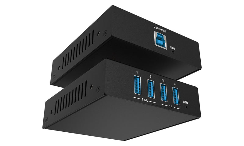 BZB Gear BG-USB3-LR100 4-Port USB 3.0 HDBaseT Extender Over Cat6/7 Cable with PoC/RS-232/FSYNC GPIO