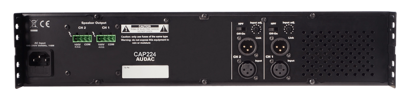 Audac CAP224 Dual-Channel Power Amplifier - 2 x 240W 100V