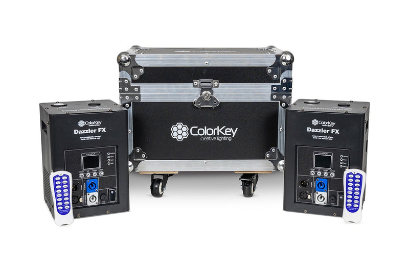 ColorKey CKU-7712 Dazzler FX MK2 600W Cold Spark Machine Bundle with Road Case 2-Pack (Black)