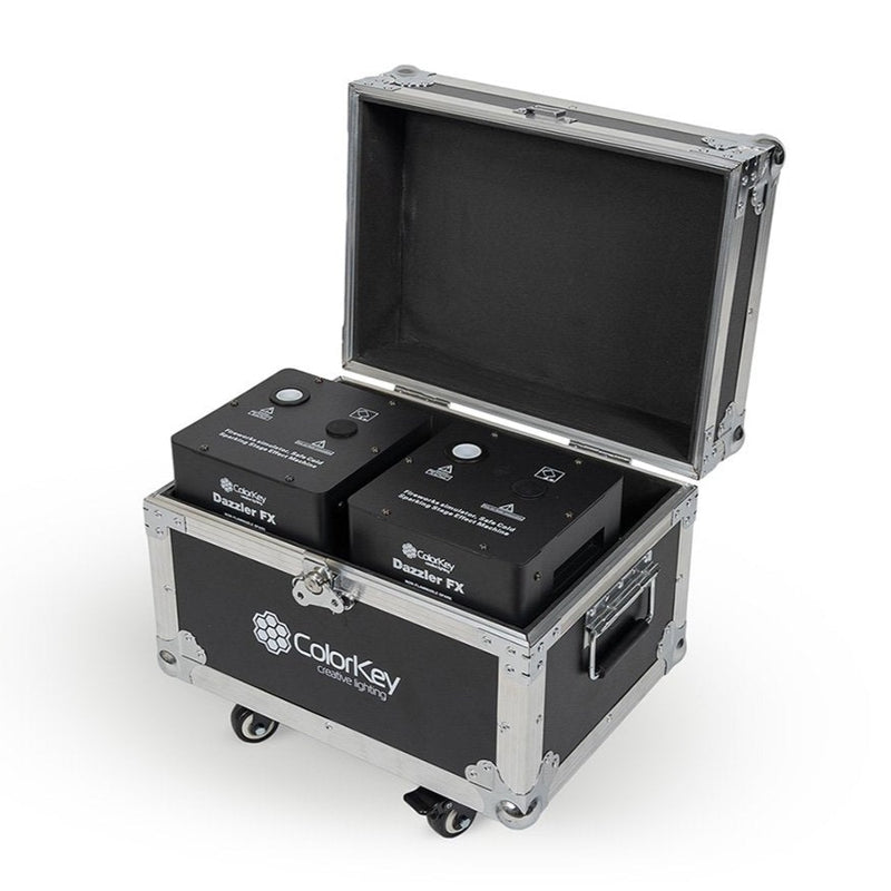 ColorKey CKU-7712 Dazzler FX MK2 600W Cold Spark Machine Bundle with Road Case 2-Pack (Black)