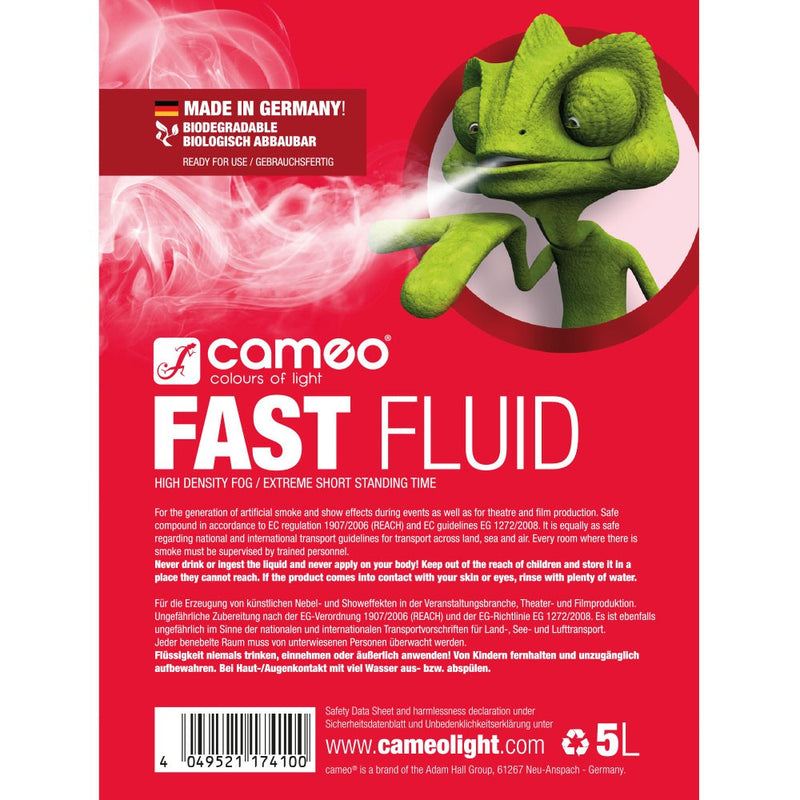 Cameo Pro CLFFAST5L Fog Fluid Very High Density and Very Short Standing Time - 5L