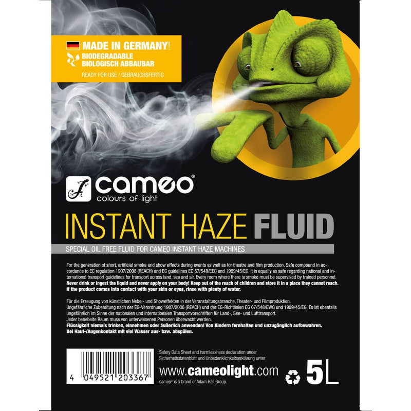 Cameo Pro CLFIH5L Special Fluid for Cameo INSTANT Haze Machines Oil Free - 5L