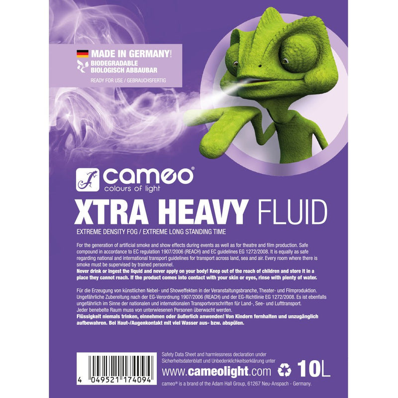 Cameo Pro CLFXHEAVY10L Fog Fluid Very High Density and Extreme Long Standing Time - 10L