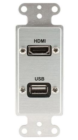 Covid D1219P-CA HDMI Pigtail, USB AA Pigtail Wall Plate (Clear Anodized)