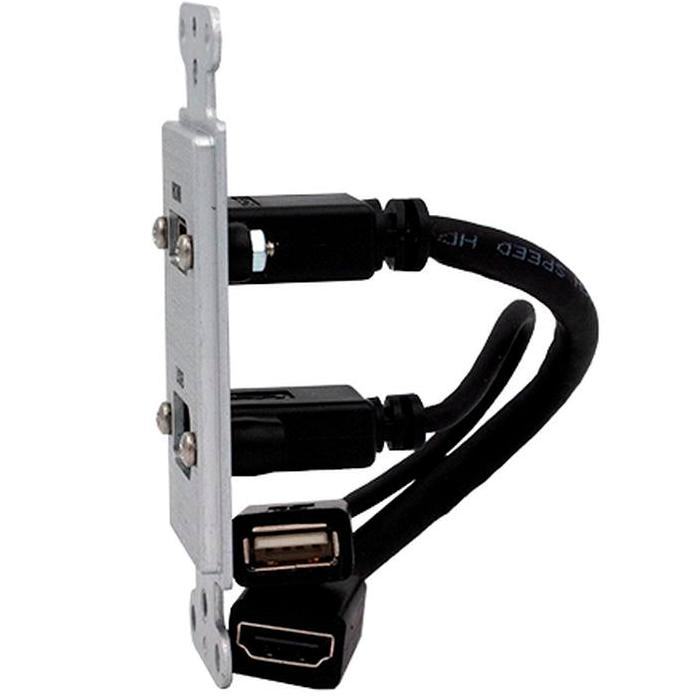 Covid D1219P-CA HDMI Pigtail, USB AA Pigtail Wall Plate (Clear Anodized)