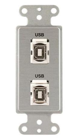 Covid D1232F-CA Keystone USB-2-BA Wall Plate (Clear Anodized)