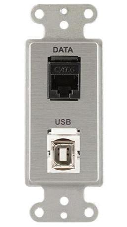 Covid D1234F-CA RJ45-CAT6, Keystone USB-2-BA Wall Plate (Clear Anodized)