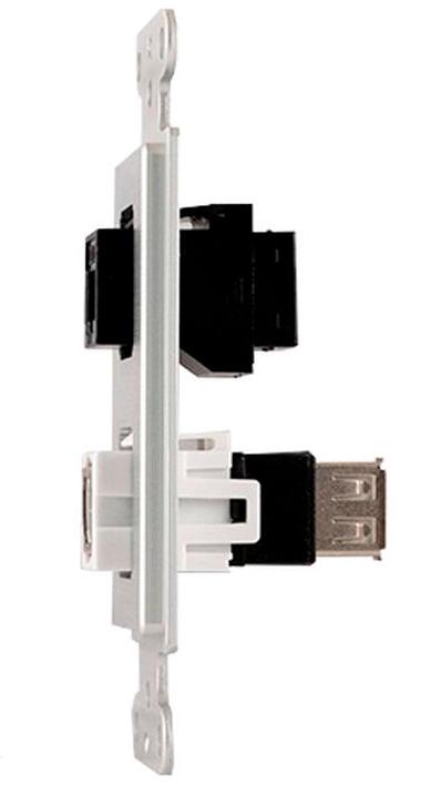 Covid D1234F-CA RJ45-CAT6, Keystone USB-2-BA Wall Plate (Clear Anodized)