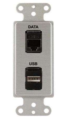 Covid D1236F-CA RJ45-CAT6, Keystone USB-2-AA Wall Plate (Clear Anodized)