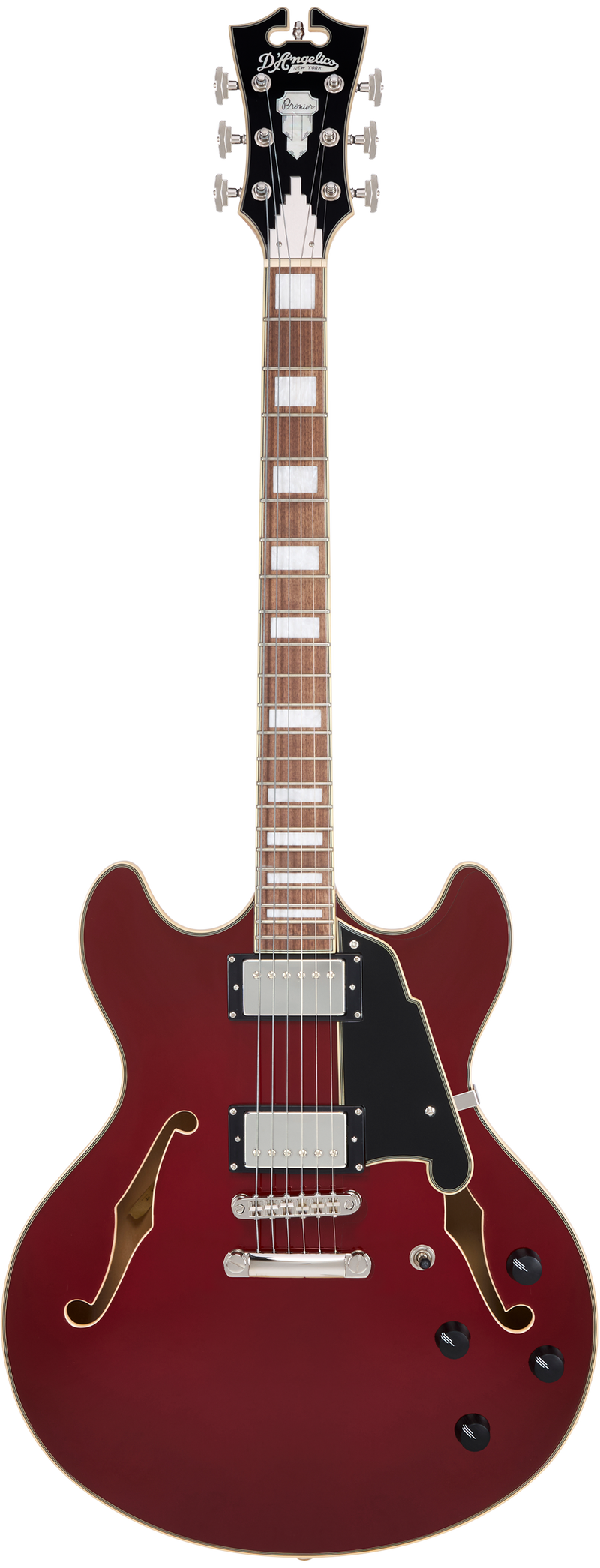 D'Angelico PREMIER DC Semi-Hollow Electric Guitar (Burnt Red)