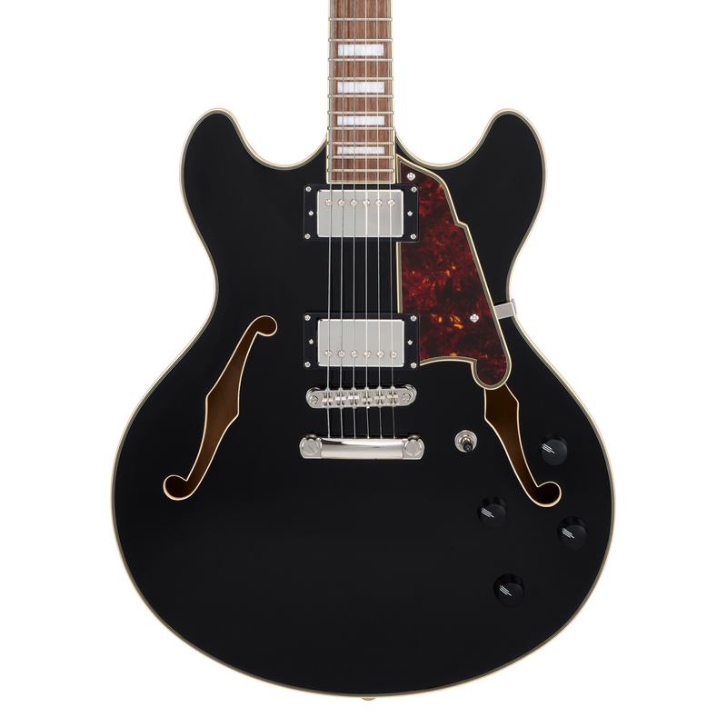 D'Angelico PREMIER DC Semi-Hollow Electric Guitar (Solid Black)