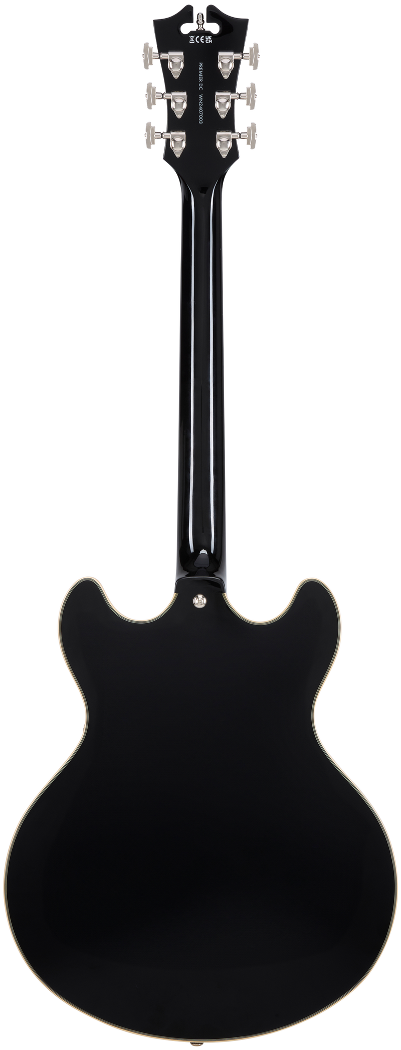 D'Angelico PREMIER DC Semi-Hollow Electric Guitar (Solid Black)