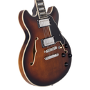 D'Angelico DAPMDCBRBNS Mini guitare électrique semi-creuse (Brown Burst)