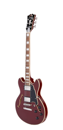 D'Angelico PREMIER MINI DC Semi-Hollow Electric Guitar (Burnt Red)