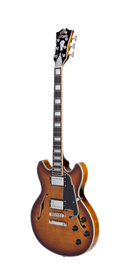 D'Angelico PREMIER MINI DC Guitare électrique semi-creuse (Dark Iced Tea Burst)