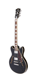 D'Angelico PREMIER MINI DC Semi-Hollow Electric Guitar (Solid Black)