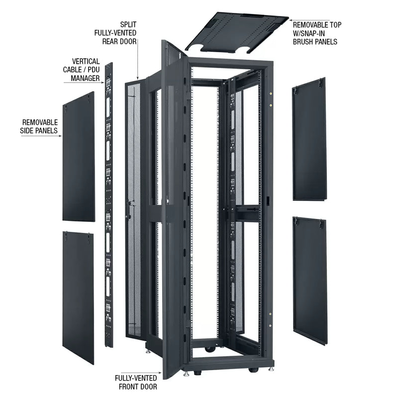 Lowell DAT24-2442-B Data Rack with Doors - 24U x 42"D