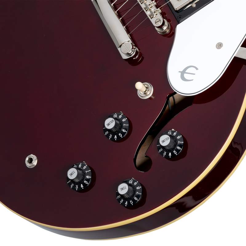 Epiphone EONGRD Noel Gallagher Riviera Guitare électrique à corps creux avec étui (rouge vin foncé)