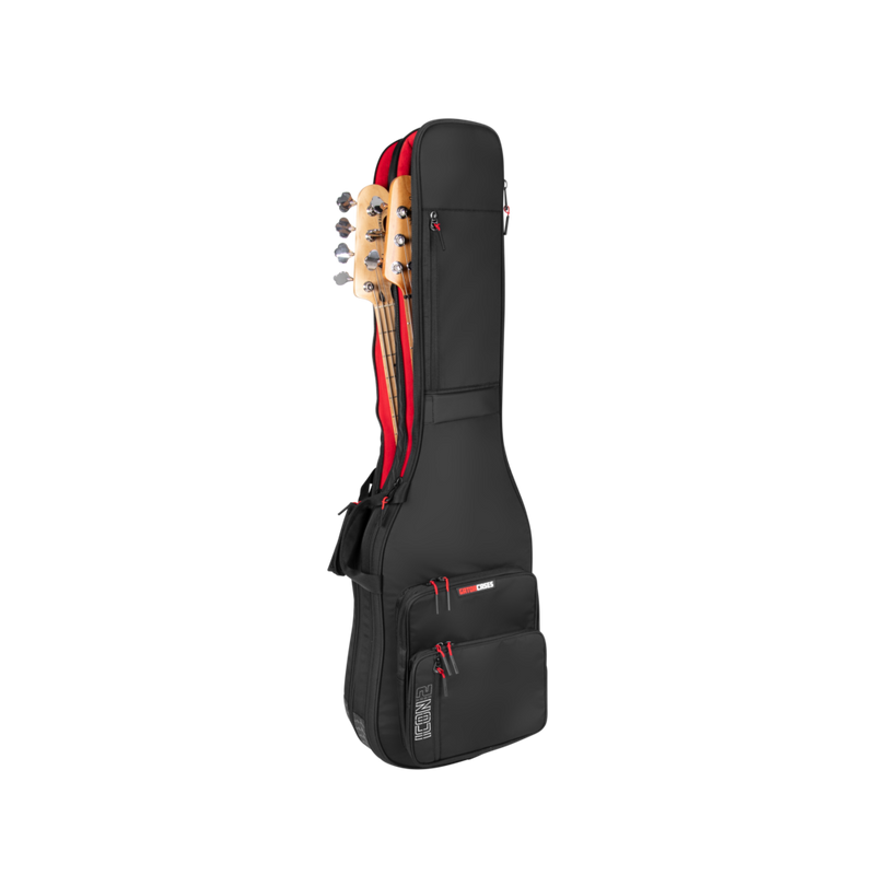 Gator G-ICONTTBASS-BLK Icon Take Two Series High Quality Gig Bags For 2 Bass Guitars