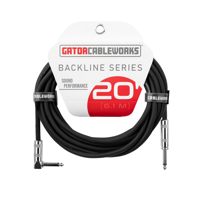 Gator GCWB-INS-20RA Backline Series Straight/Right Angle Instrument Cable - 20ft