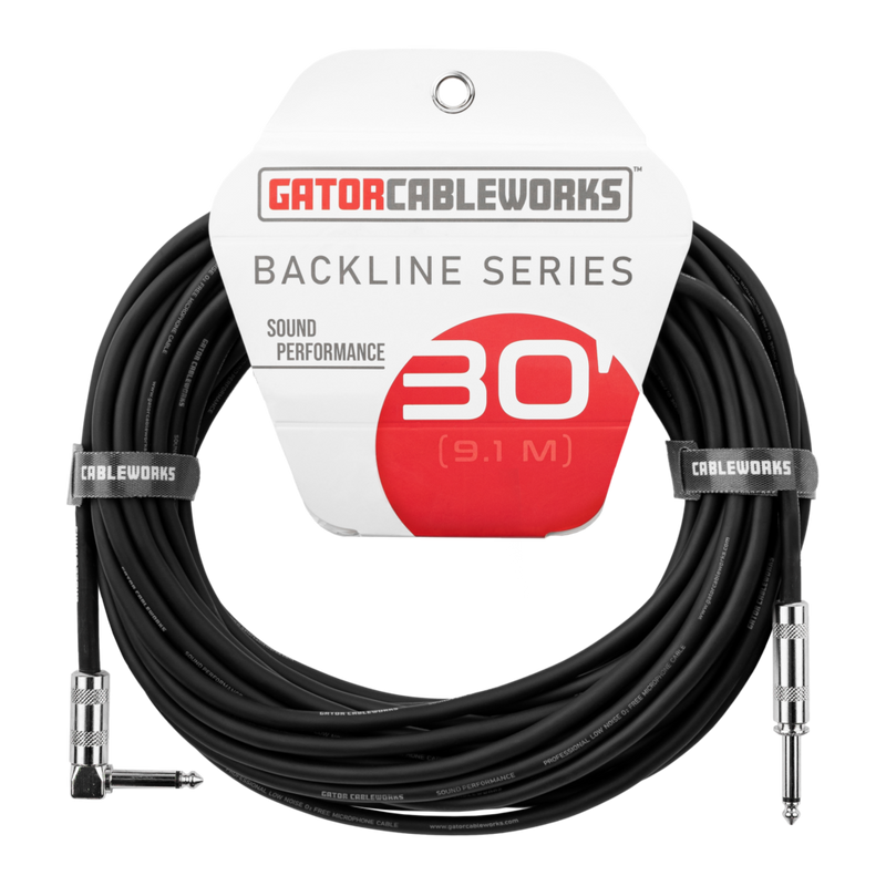Gator GCWB-INS-30RA Backline Series Straight/Right Angle Instrument Cable - 30ft