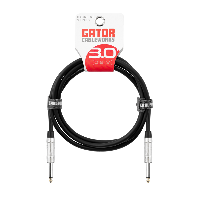 Gator GCWB-SPK-03 Backline Series 1/4" to 1/4" Straight Speaker Cable - 3ft