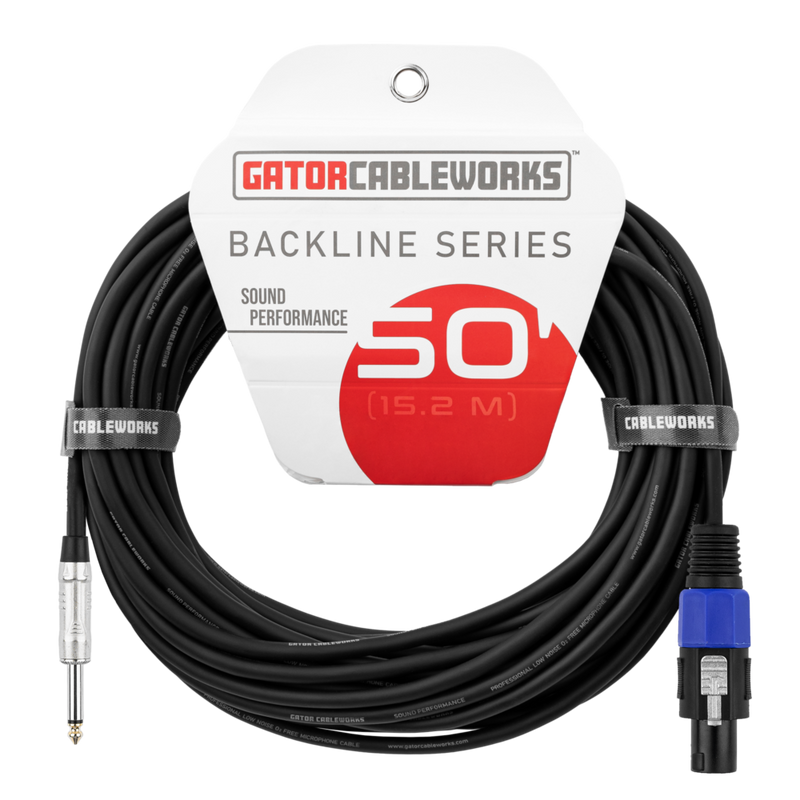 Gator GCWB-SPK-50-1TL Backline Series 1/4" TS To Twist Lock Connector Speaker Cable - 50ft