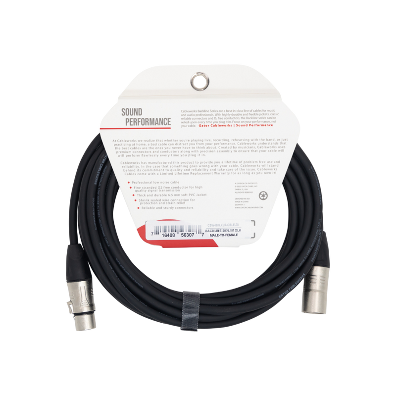 Gator GCWB-XLR-20 Backline Series XLR Microphone Cable - 20ft