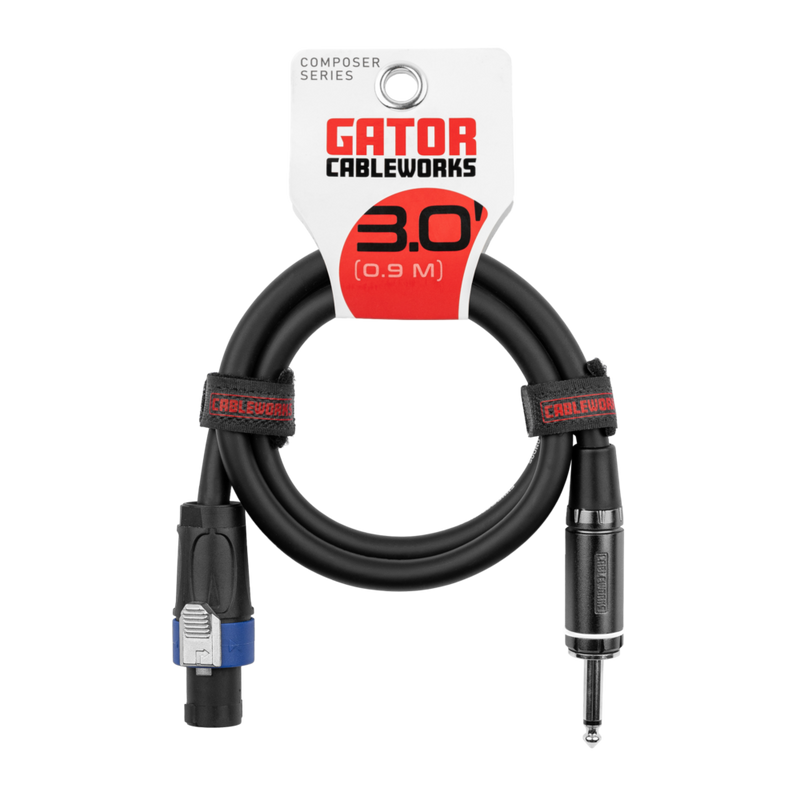 Gator GCWC-SPK-03-1TL Composer Series 1/4" TS To Twist Lock Connector Speaker Cable - 3ft