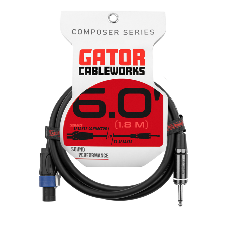 Gator GCWC-SPK-06-1TL Composer Series 1/4" TS To Twist Lock Connector Speaker Cable - 6ft