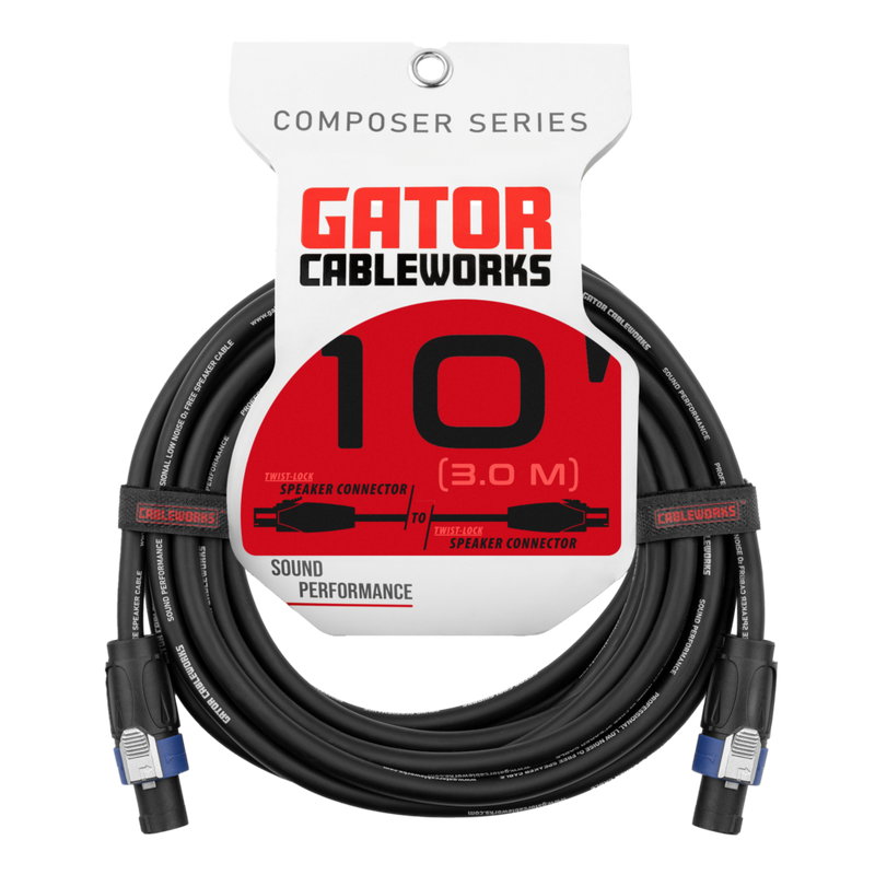 Gator GCWC-SPK-10-2TL Composer Series Twist Lock Connector Speaker Cable - 10ft