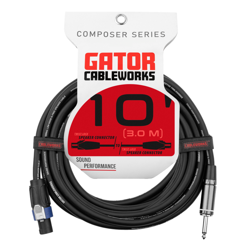 Gator GCWC-SPK-10-1TL Composer Series 1/4" TS To Twist Lock Connector Speaker Cable - 10ft