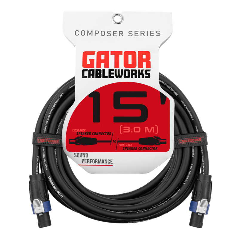 Gator GCWC-SPK-15-2TL Composer Series Twist Lock Connector Speaker Cable - 15ft