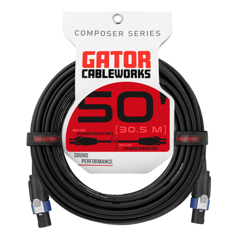 Gator GCWC-SPK-50-2TL Composer Series Twist Lock Connector Speaker Cable - 50ft