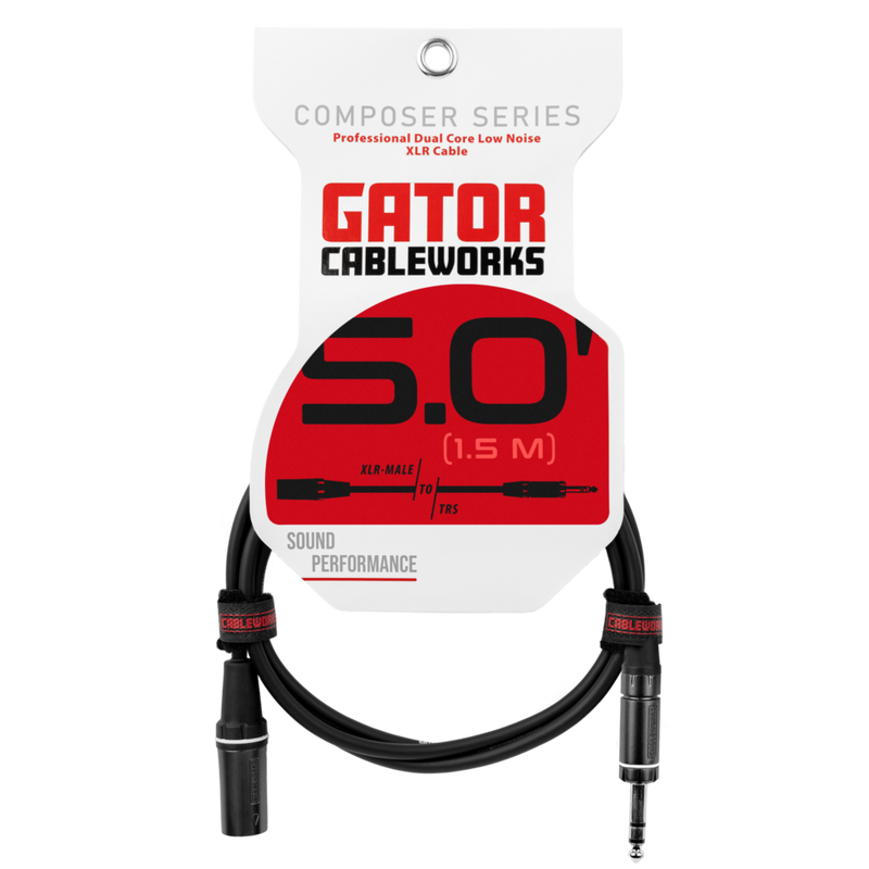 Gator GCWC-XLR-05MTRS Composer Series XLR M to TRS Cable - 5ft