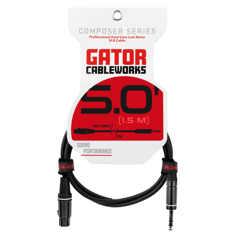 Gator GCWC-XLR-05FTRS Composer Series XLR F To TRS Cable - 5ft